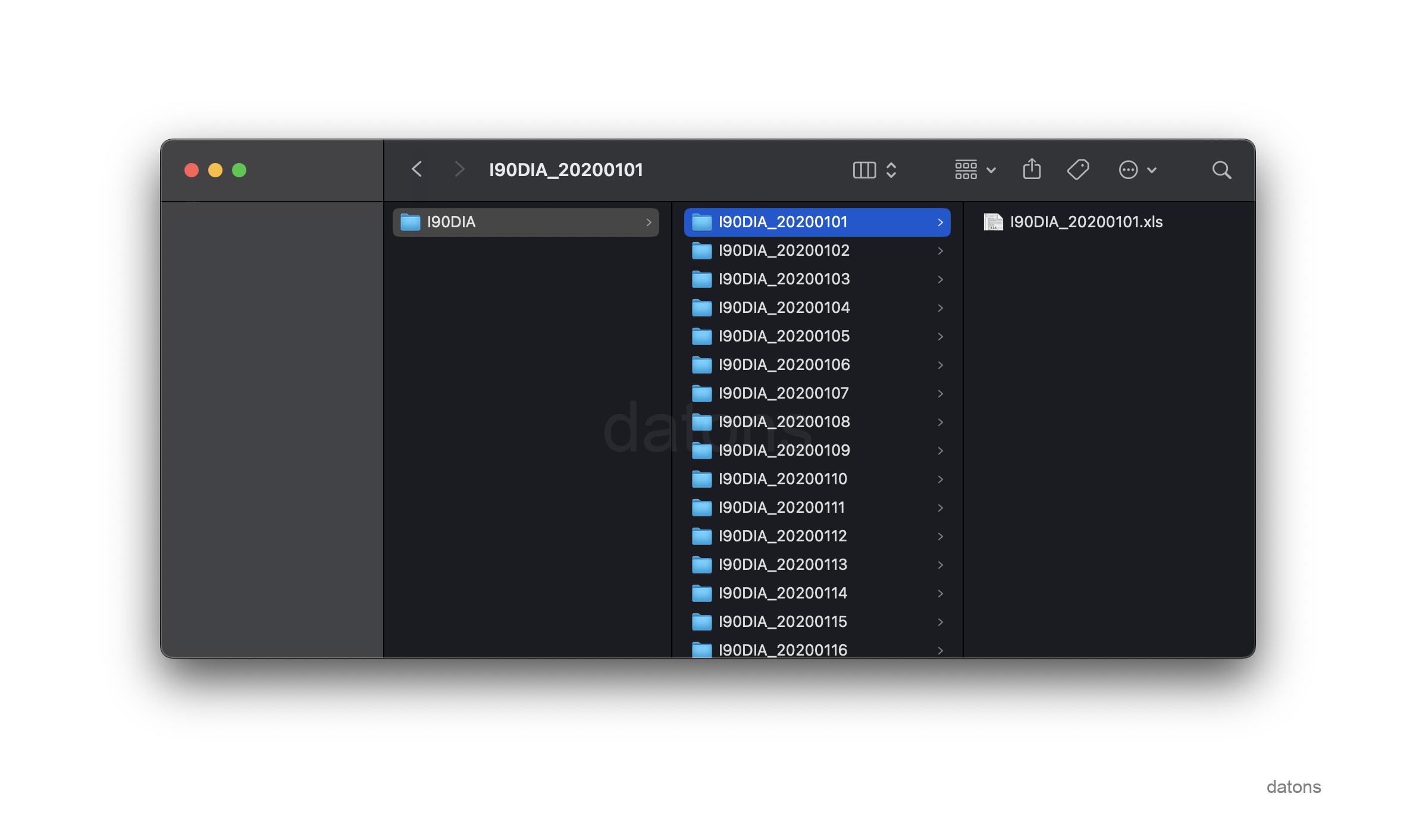 Uncompressed Excel files from the I90 file